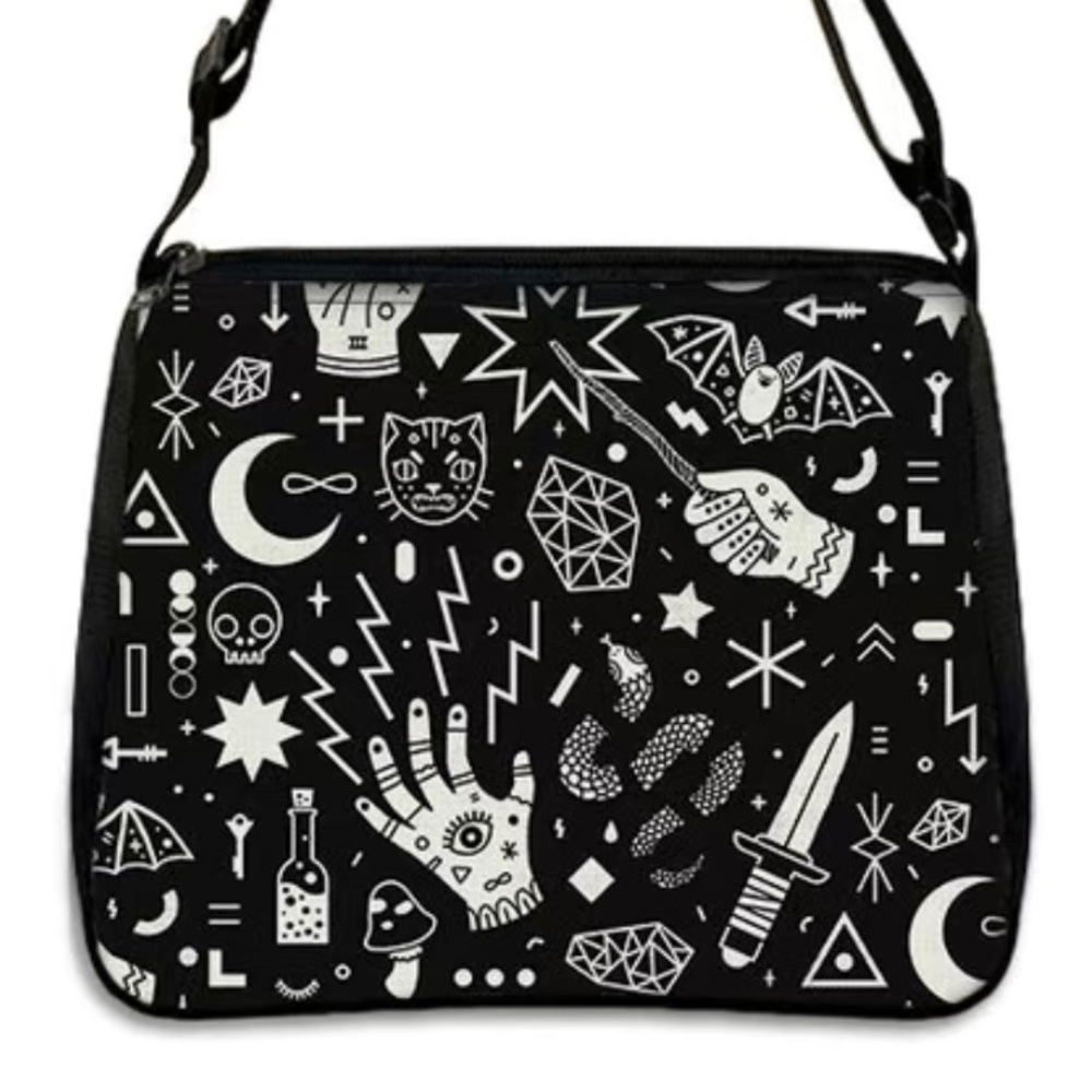 NEW black and white witchy print gothic bag